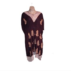 Embroidered Black and Orange Women's Kaftan